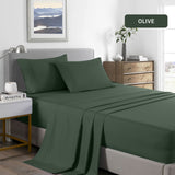 Royal Comfort 2000 Thread Count Bamboo Cooling Sheet Set Ultra Soft Bedding - King - Olive - 45-Degree Angle