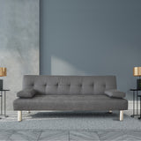 Casa Decor Sofia 2 in 1 Indoor Sofa Recliner Lounge Bed Fabric 2 Seater Futon - Grey - Top-Down View