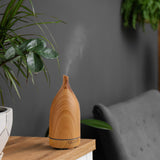 Milano Decor Aroma Diffuser 100ml Ultrasonic Humidifier Purifier And 3 Pack Oils - Light Wood - Front View