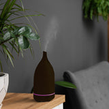 Milano Decor Aroma Diffuser 100ml Ultrasonic Humidifier Purifier And 3 Pack Oils - Dark Wood - Front View