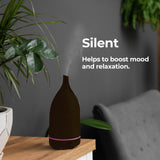 Milano Decor Aroma Diffuser 100ml Ultrasonic Humidifier Purifier And 3 Pack Oils - Dark Wood - Close-Up Angle