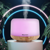 Milano Decor Mood Light Diffuser 500ml Ultrasonic Humidifier With 3 Pack Oils - Light Wood - Side View