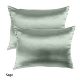 Royal Comfort Mulberry Soft Silk Hypoallergenic Pillowcase Twin Pack 51 x 76cm - Sage - Front View