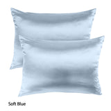 Royal Comfort Mulberry Soft Silk Hypoallergenic Pillowcase Twin Pack 51 x 76cm - Soft Blue - Front View