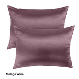 Royal Comfort Mulberry Soft Silk Hypoallergenic Pillowcase Twin Pack 51 x 76cm - Malaga Wine - Front View
