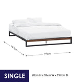 Milano Decor Florence Metal Bed Frame Mattress Base Platform Modern Black - Single - Black - Close-Up Angle