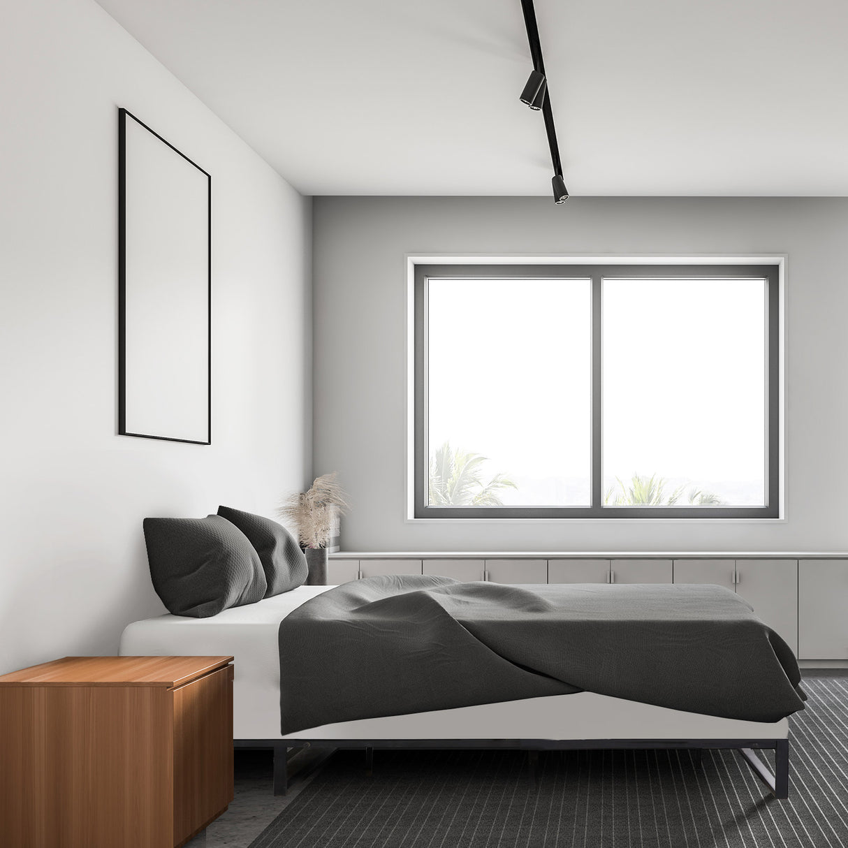 Milano Decor Florence Metal Bed Frame Mattress Base Platform Modern Black - Single - Black