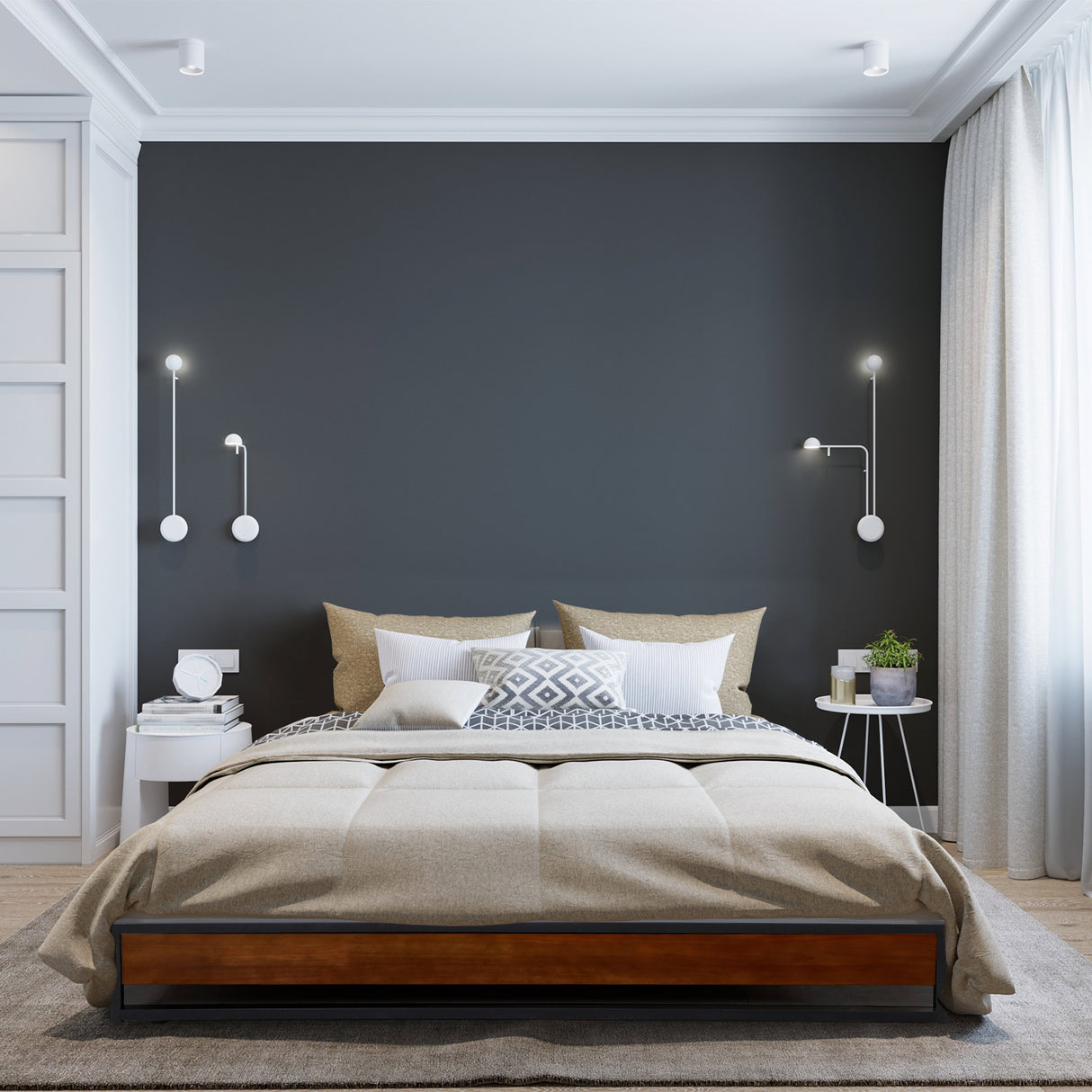 Milano Decor Sorrento Metal Wood Bed Frame Mattress Base Platform Modern Black - Single - Black
