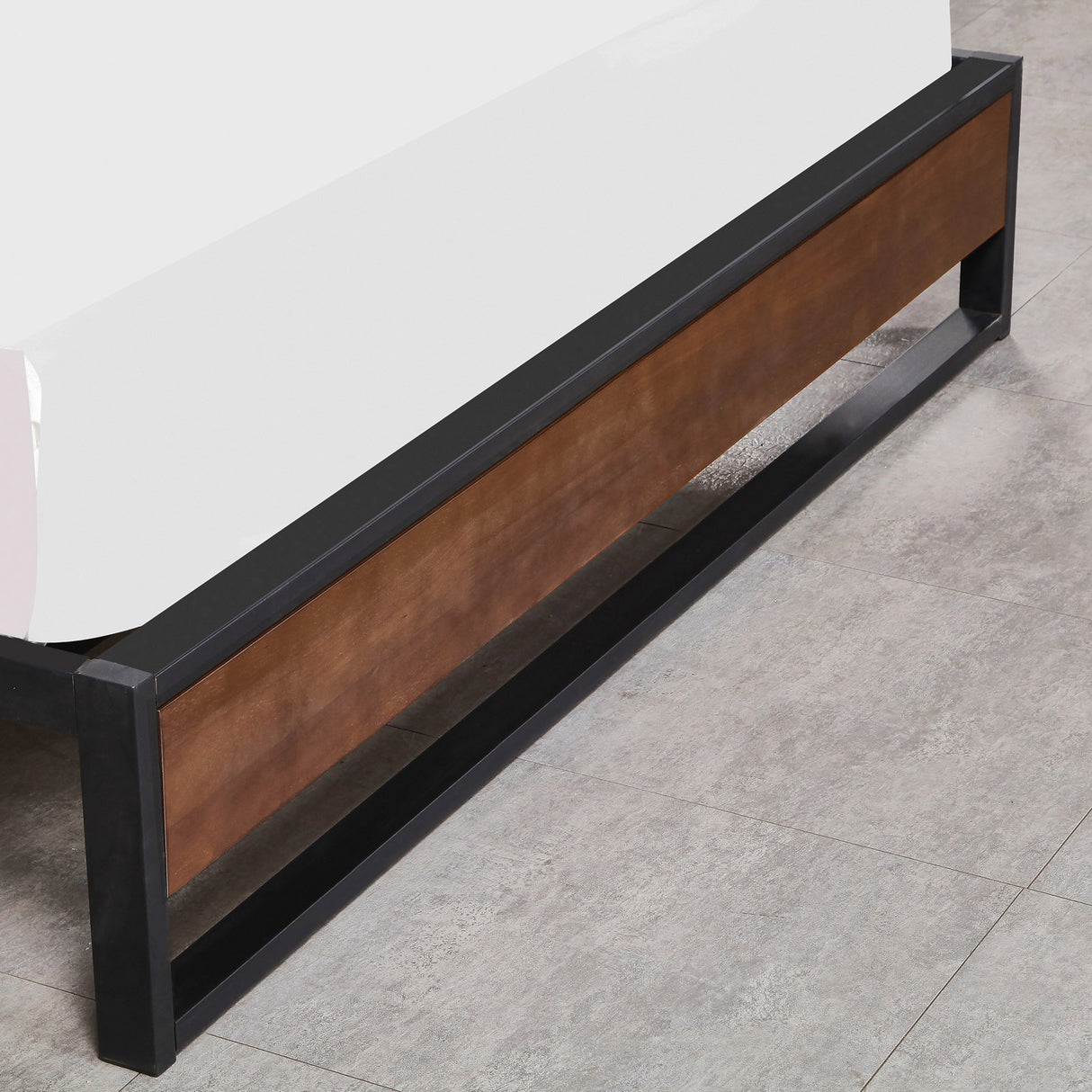 Milano Decor Sorrento Metal Wood Bed Frame Mattress Base Platform Modern Black - Single - Black