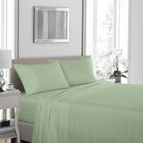 Royal Comfort 1200 Thread Count Sheet Set 4 Piece Ultra Soft Satin Weave Finish - Double - Sage Green - Side View