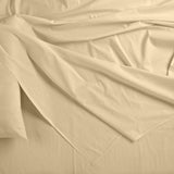 Royal Comfort Bamboo Blended Sheet & Pillowcases Set 1000TC Ultra Soft Bedding - Queen - Oatmeal - Top-Down View