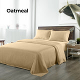 Royal Comfort Bamboo Blended Sheet & Pillowcases Set 1000TC Ultra Soft Bedding - Queen - Oatmeal - 45-Degree Angle
