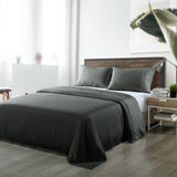 Royal Comfort Bamboo Blended Sheet & Pillowcases Set 1000TC Ultra Soft Bedding - King - Charcoal - Front View