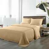 Royal Comfort Bamboo Blended Sheet & Pillowcases Set 1000TC Ultra Soft Bedding - King - Oatmeal - Front View