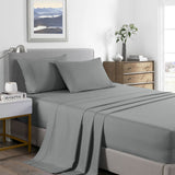 Royal Comfort 2000 Thread Count Bamboo Cooling Sheet Set Ultra Soft Bedding - Double - Mid Grey - Front View