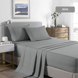 Royal Comfort 2000 Thread Count Bamboo Cooling Sheet Set Ultra Soft Bedding - Double - Mid Grey - 45-Degree Angle