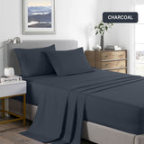 Royal Comfort 2000 Thread Count Bamboo Cooling Sheet Set Ultra Soft Bedding - Double - Charcoal - 45-Degree Angle