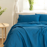 Royal Comfort 1000TC Balmain Hotel Grade Bamboo Cotton Sheets Pillowcases Set - Queen - Mineral Blue - Front View