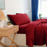 Royal Comfort 1000TC Balmain Hotel Grade Bamboo Cotton Sheets Pillowcases Set - King - Bordeaux - Top-Down View