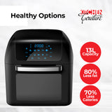 Kitchen Couture Healthy Options 13 Litre Air Fryer 10 Presets LCD Display Black - 45-Degree Angle
