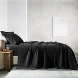 Royal Comfort Vintage Washed 100% Cotton Sheet Set Fitted Flat Sheet Pillowcases - Single - Charcoal - Front View