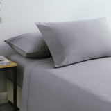 Royal Comfort Vintage Washed 100% Cotton Sheet Set Fitted Flat Sheet Pillowcases - Single - Grey - Close-Up Angle