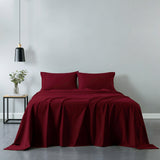 Royal Comfort Vintage Washed 100% Cotton Sheet Set Fitted Flat Sheet Pillowcases - Single - Mulled Wine - Front View