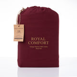 Royal Comfort Vintage Washed 100% Cotton Sheet Set Fitted Flat Sheet Pillowcases - Single - Mulled Wine - Top-Down View