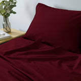 Royal Comfort Vintage Washed 100% Cotton Sheet Set Fitted Flat Sheet Pillowcases - Single - Mulled Wine - 45-Degree Angle