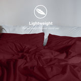 Royal Comfort Vintage Washed 100% Cotton Sheet Set Fitted Flat Sheet Pillowcases - Single - Mulled Wine - Low Angle
