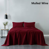 Royal Comfort Vintage Washed 100% Cotton Sheet Set Fitted Flat Sheet Pillowcases - Single - Mulled Wine - Extra Image
