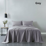 Royal Comfort Vintage Washed 100% Cotton Sheet Set Fitted Flat Sheet Pillowcases - Double - Grey - Extra Image