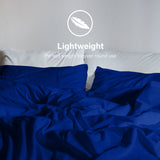 Royal Comfort Vintage Washed 100% Cotton Sheet Set Fitted Flat Sheet Pillowcases - Queen - Royal Blue - Low Angle