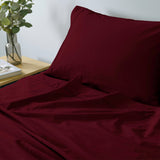 Royal Comfort Vintage Washed 100% Cotton Sheet Set Fitted Flat Sheet Pillowcases - Queen - Mulled Wine - 45-Degree Angle