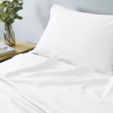 Royal Comfort Vintage Washed 100% Cotton Sheet Set Fitted Flat Sheet Pillowcases - King - White - Top-Down View