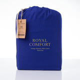 Royal Comfort Vintage Washed 100% Cotton Sheet Set Fitted Flat Sheet Pillowcases - King - Royal Blue - Top-Down View