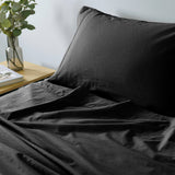 Royal Comfort Vintage Washed 100% Cotton Sheet Set Fitted Flat Sheet Pillowcases - King - Charcoal - 45-Degree Angle