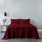 Royal Comfort Vintage Washed 100% Cotton Sheet Set Fitted Flat Sheet Pillowcases - King - Mulled Wine