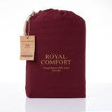 Royal Comfort Vintage Washed 100% Cotton Sheet Set Fitted Flat Sheet Pillowcases - King - Mulled Wine - Top-Down View