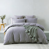 Royal Comfort Vintage Washed 100% Cotton Quilt Cover Set Bedding Ultra Soft - Single - Grey - Front View