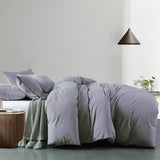 Royal Comfort Vintage Washed 100% Cotton Quilt Cover Set Bedding Ultra Soft - Single - Grey - Side View