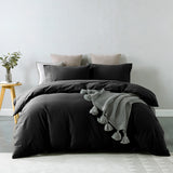 Royal Comfort Vintage Washed 100% Cotton Quilt Cover Set Bedding Ultra Soft - Single - Charcoal - Front View