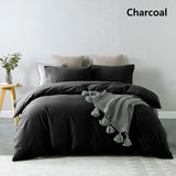 Royal Comfort Vintage Washed 100% Cotton Quilt Cover Set Bedding Ultra Soft - Single - Charcoal - Close-Up Angle