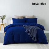 Royal Comfort Vintage Washed 100% Cotton Quilt Cover Set Bedding Ultra Soft - Single - Royal Blue - Rear View