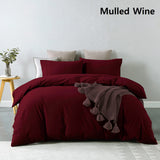 Royal Comfort Vintage Washed 100% Cotton Quilt Cover Set Bedding Ultra Soft - Single - Mulled Wine - Close-Up Angle