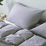 Royal Comfort Vintage Washed 100% Cotton Quilt Cover Set Bedding Ultra Soft - Double - Grey - Close-Up Angle