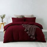 Royal Comfort Vintage Washed 100% Cotton Quilt Cover Set Bedding Ultra Soft - Double - Mulled Wine - Front View