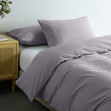 Royal Comfort Vintage Washed 100% Cotton Quilt Cover Set Bedding Ultra Soft - Queen - Grey - Top-Down View