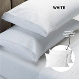 Royal Comfort 4 Piece 1500TC Sheet Set And Goose Feather Down Pillows 2 Pack Set - Queen - White - Front View