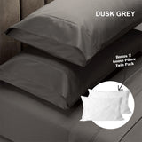 Royal Comfort 4 Piece 1500TC Sheet Set And Goose Feather Down Pillows 2 Pack Set - King - Dusk Grey - Front View